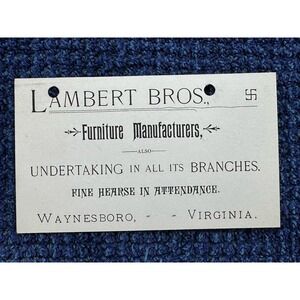 Antique Lambert Bros Furniture Manufacturers Also Undertaking Fine Hearse Card